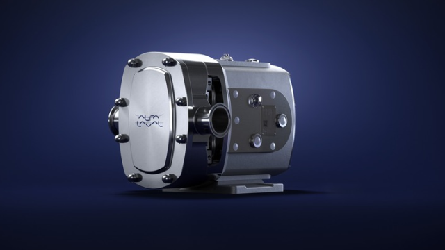 MaxiLobe rotary lobe pump on blue background